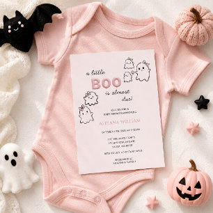 A Little Boo Is Almost Due Cute Pink Baby Shower Invitation