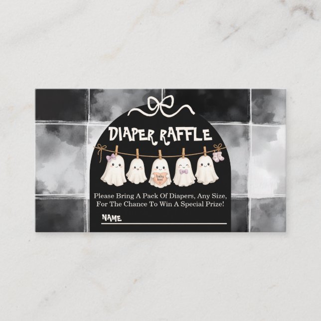 A Little Boo Is Almost Due Diaper Raffle Card (Front)