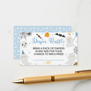 A Little Boo is Almost Due Diaper Raffle Card Boy