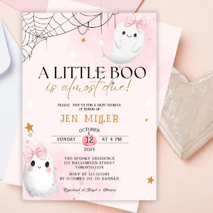 A little boo is almost due girl baby shower invitation