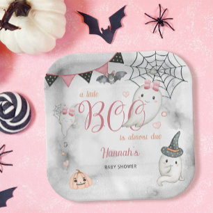A Little Boo is Almost Due Girl Baby Shower  Paper Plate