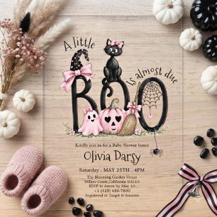A Little Boo is almost due Halloween Baby Shower Acrylic Invitations