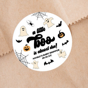 A Little Boo Is Almost Due! Halloween Baby Shower Classic Round Sticker