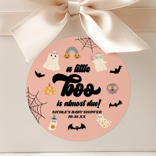A Little Boo Is Almost Due! Halloween Baby Shower Classic Round Sticker