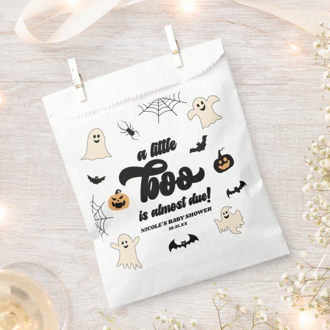 A Little Boo Is Almost Due! Halloween Baby Shower Favour Bags (Clipped)