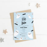 A Little Boo is Almost Due Halloween Baby Shower I Invitation<br><div class="desc">A little Boo is almost due! Cute pastel blue Halloween boy baby shower invitation. The modern design features a lovely soft blue texture background with little ghosts,  bats,  leaves,  and pumpkin illustrations. Perfect for a little boy on the way. Personalise with your information.</div>