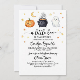 "A Little Boo is Almost Due" Halloween Baby Shower Invitation