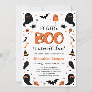 A little Boo is almost due Halloween Baby Shower Invitation