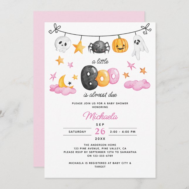 A Little Boo Is Almost Due Halloween Baby Shower Invitation (Front/Back)