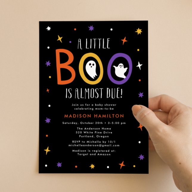 A Little Boo is Almost Due Halloween Baby Shower Invitation (Creator Uploaded)