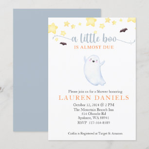 A Little Boo is almost due Halloween Baby Shower Invitation