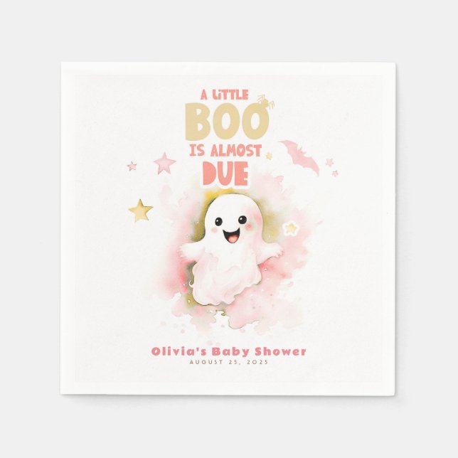 A Little Boo is Almost Due Halloween Baby Shower Napkin (Front)
