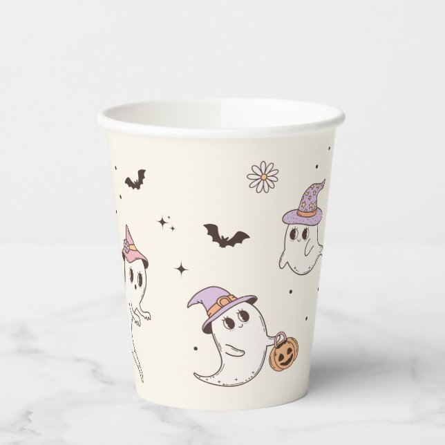 A Little Boo is Almost Due Halloween Baby Shower Paper Cups (Left)