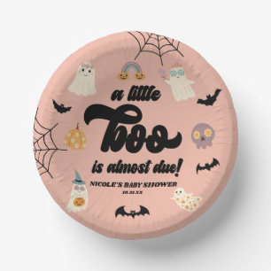 A Little Boo Is Almost Due! Halloween Baby Shower Paper Plate