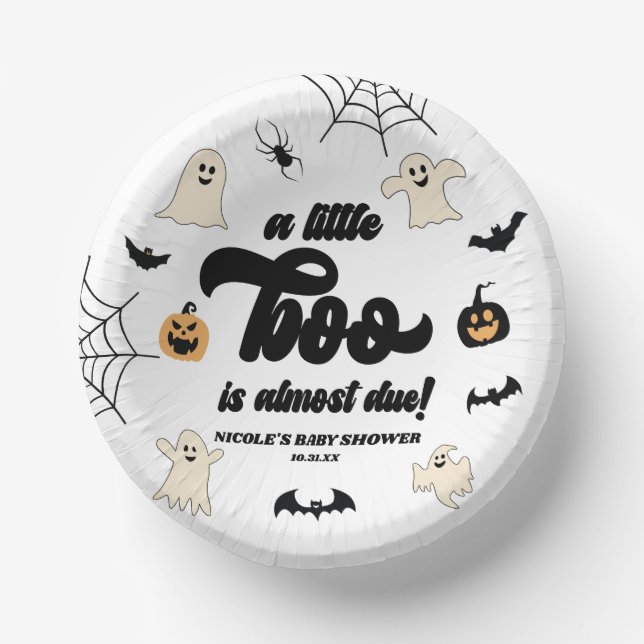 A Little Boo Is Almost Due! Halloween Baby Shower Paper Plate (Front)