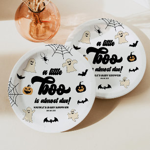 A Little Boo Is Almost Due! Halloween Baby Shower Paper Plate