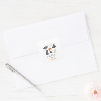 A Little Boo Is Almost Due! Halloween Baby Shower Square Sticker