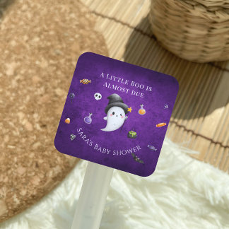 A Little Boo is Almost Due Halloween Baby Shower Square Sticker