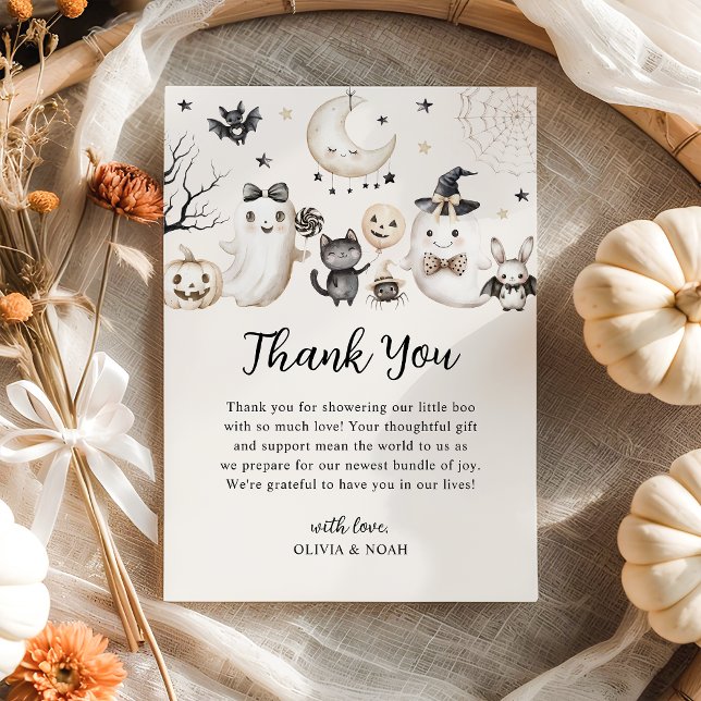 A Little Boo is Almost Due Halloween Baby Shower Thank You Card (Creator Uploaded)