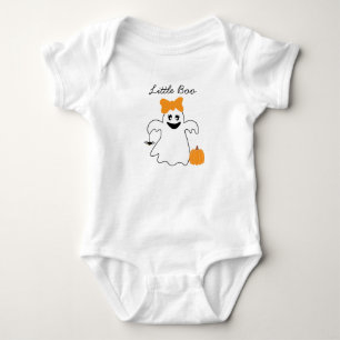 A Little Boo Is Almost Due Orange Girl Baby Shower Bodysuit