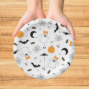 A Little Boo Is Almost Due Orange Girl Baby Shower Paper Plate