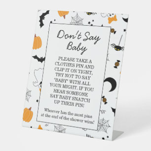 A Little Boo Is Almost Due Orange Girl Baby Shower Pedestal Sign