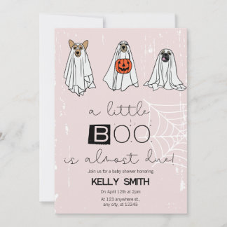 A Little Boo is Almost Due Pink Invitation