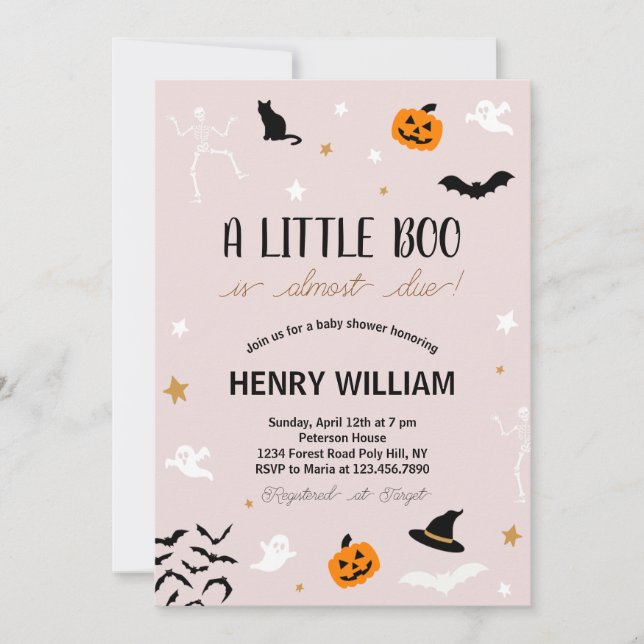 A Little Boo Is Almost Due! Spooky Fun Baby Shower Invitation (Front)