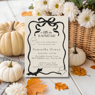 A Little boo is almost due Wavy Bow baby shower  Invitation