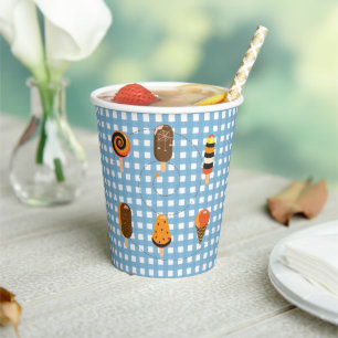 A Little Boo is Due Blue Gingham Ghost Ice Crem Paper Cups