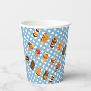 A Little Boo is Due Blue Gingham Ice Cream Party Paper Cups