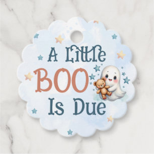 A Little Boo Is Due Cute Baby Boy Ghost Custom Favour Tags