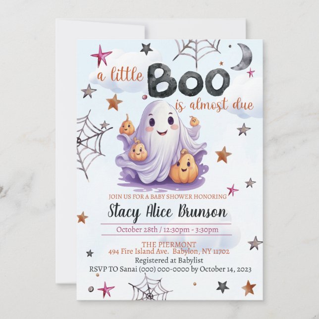 A Little Boo Is Due Invitation (Front)