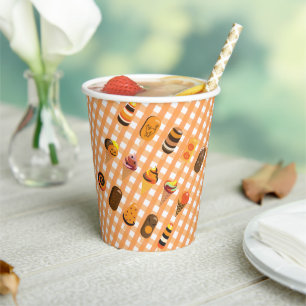 A Little Boo is Due Orange Gingham Ghost Ice Cream Paper Cups