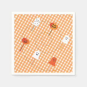 A Little Boo is Due Orange Gingham Ghost Pumpkin Napkin