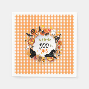 A Little Boo is Due Orange Gingham Halloween Cosy Napkin
