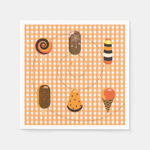 A Little Boo is Due Orange Gingham Ice Cream baby Napkin
