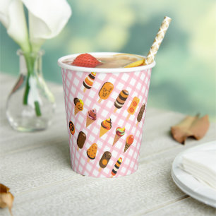 A Little Boo is Due Pink Gingham Ghost Ice Cream Paper Cups