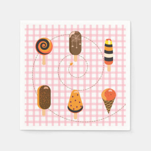 A Little Boo is Due Pink Gingham Ice Cream baby Napkin