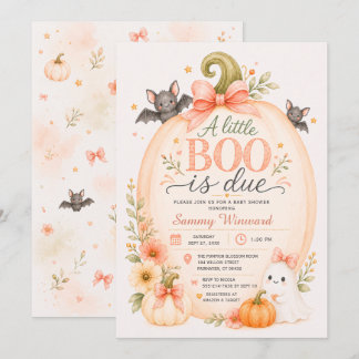 A Little Boo Is Due Pumpkin Baby Shower Invitation