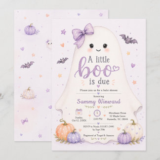 A Little Boo Is Due Pumpkin Baby Shower Invitation