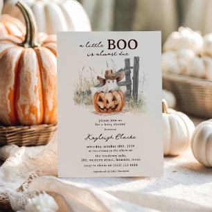 A Little Boo Is Due Western Halloween Baby Shower Invitation