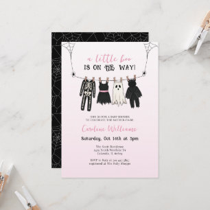 A Little Boo is on the Way Halloween Girl Pink Invitation
