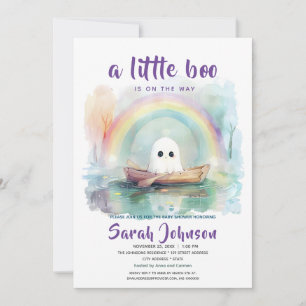 A Little Boo Is On The Way Purple Baby Shower Invitation