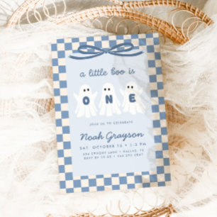 A Little Boo is One Blue Boys 1st Birthday Invitation