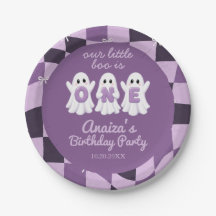 A Little Boo Is One Purple Chequered 1st Birthday