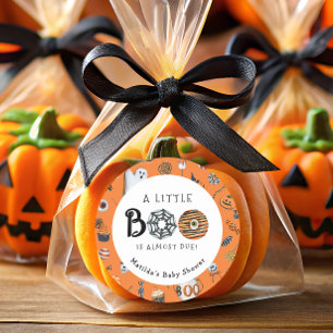 A Little Boo Orange Baby Shower  Classic Round Sticker