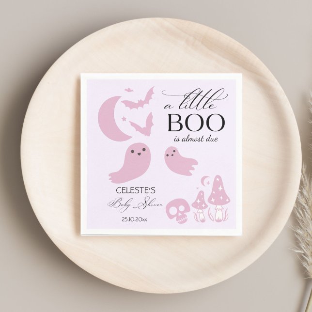 A little boo pastel pink Halloween baby shower Napkin (A little boo cute pastel pink Halloween baby shower customized Napkins personalized table decor)