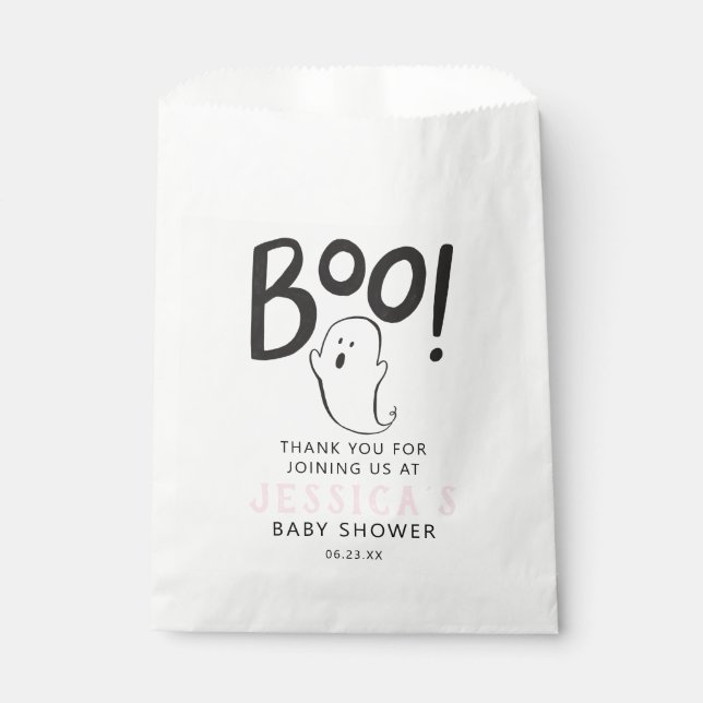 A Little Boo Pink Baby Shower Favour Bag (Front)