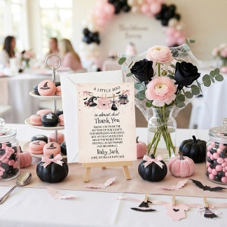 A Little Boo Pink Bow Halloween Baby Shower Thank You Card